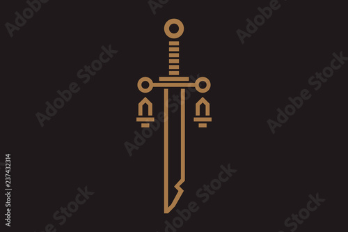 the sword and scales of justice Themis. the logo or icon