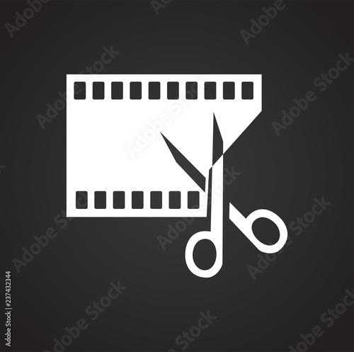 Video edit icon on black background for graphic and web design, Modern simple vector sign. Internet concept. Trendy symbol for website design web button or mobile app