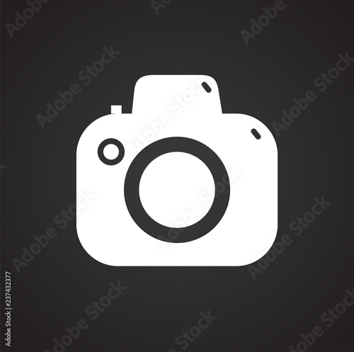 Digital camera icon on black background for graphic and web design, Modern simple vector sign. Internet concept. Trendy symbol for website design web button or mobile app