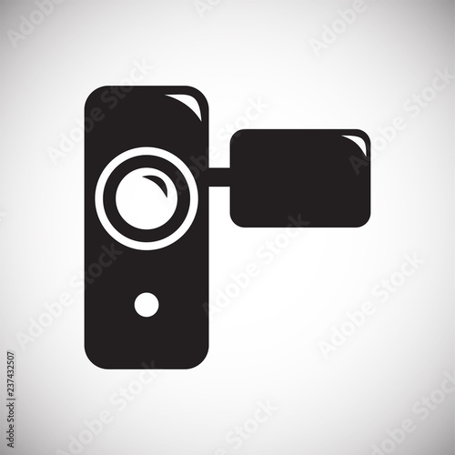 Hnad held vide recorder icon on white background for graphic and web design, Modern simple vector sign. Internet concept. Trendy symbol for website design web button or mobile app