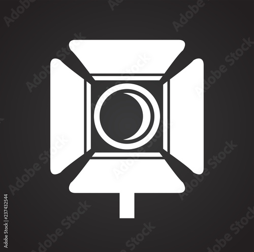 Studio video light icon on black background for graphic and web design, Modern simple vector sign. Internet concept. Trendy symbol for website design web button or mobile app