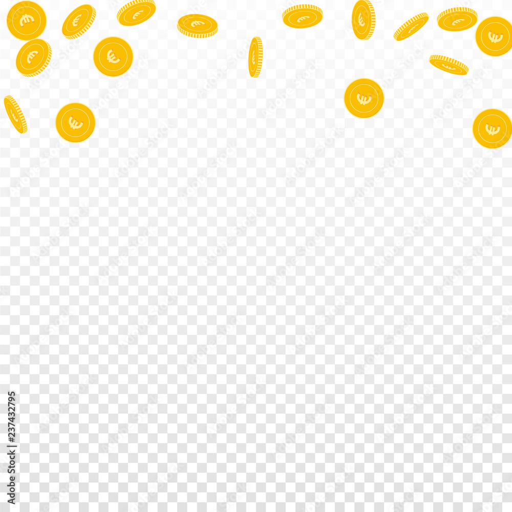 European Union Euro coins falling. Scattered spars European Union Euro coins falling. Scattered spars