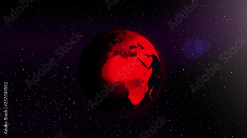 red earth spinning slow with reflection