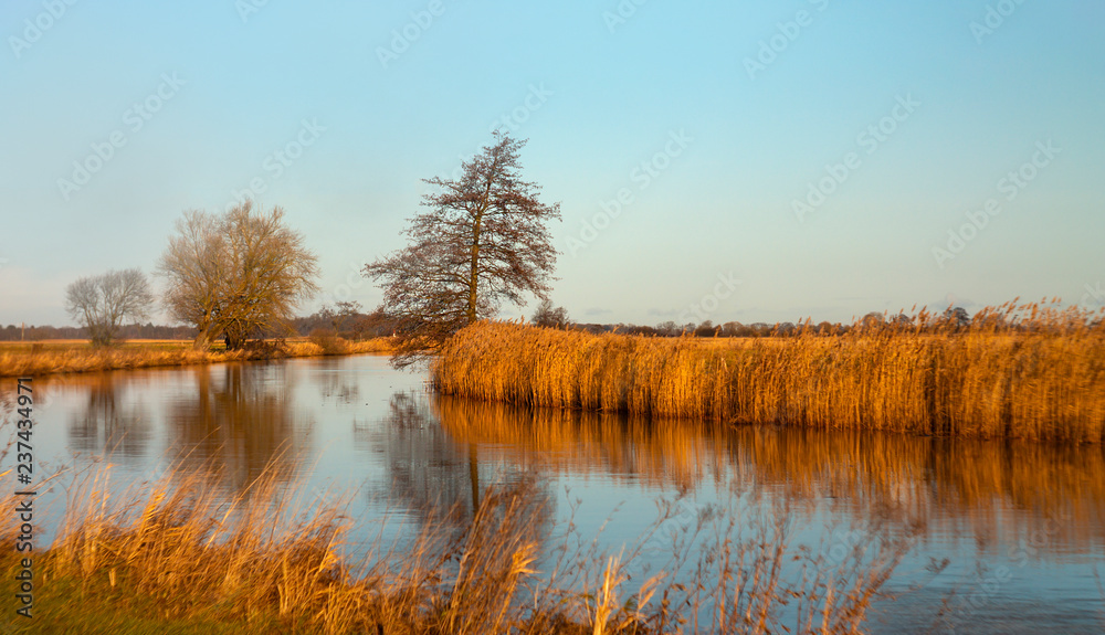 Landschaft Teufelsmoor - Fluß mit Reed im Winter Landschaft Teufelsmoor - Fluß mit Reed im Winter