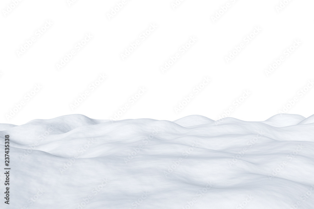 Obraz premium White snowy field isolated on white background