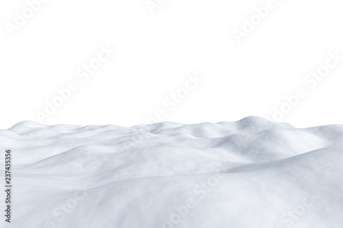 White snowy field isolated on white.