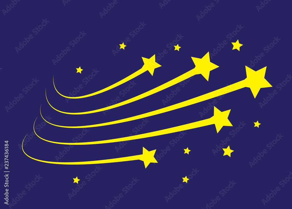Star trail comet trace lines on blue background. Vector Illustration Star trail comet trace lines on blue background. Vector Illustration