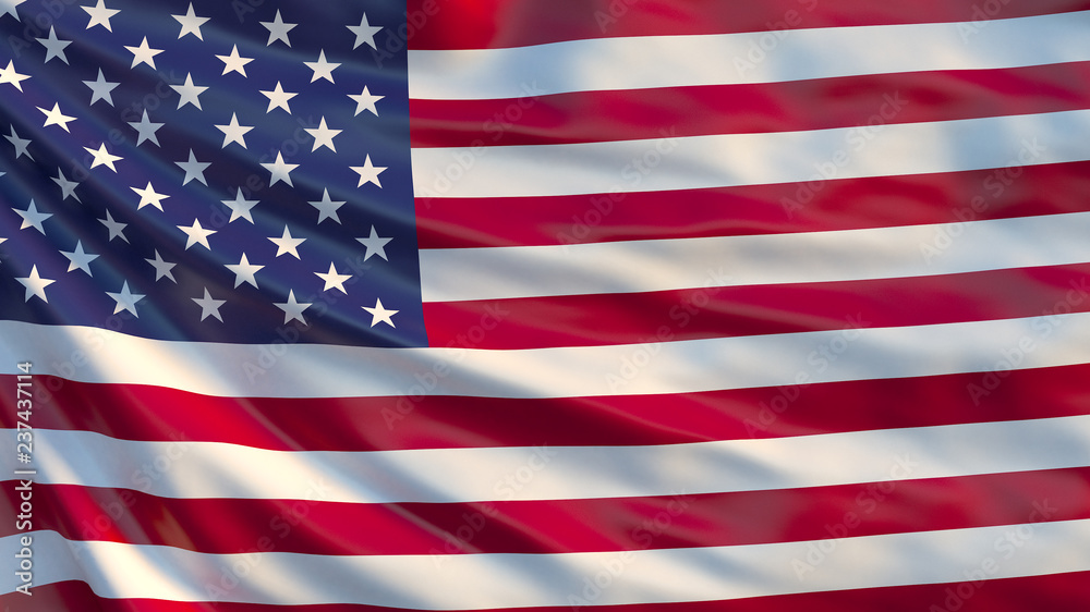 USA waving flag. United States of America flag, 3d illustration
