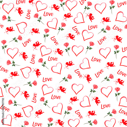 Hearts pattern Valentine's Day watercolor