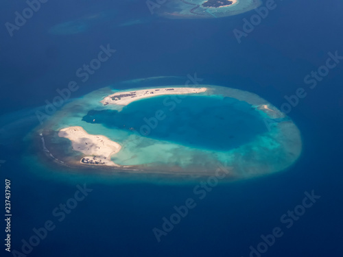 The tiny islands of the Maldives from the air