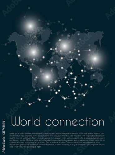 Global network connection. World map point and line composition concept of global business. Vector Illustration