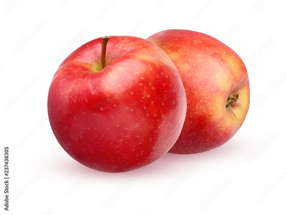 Red apples isolated on white background.