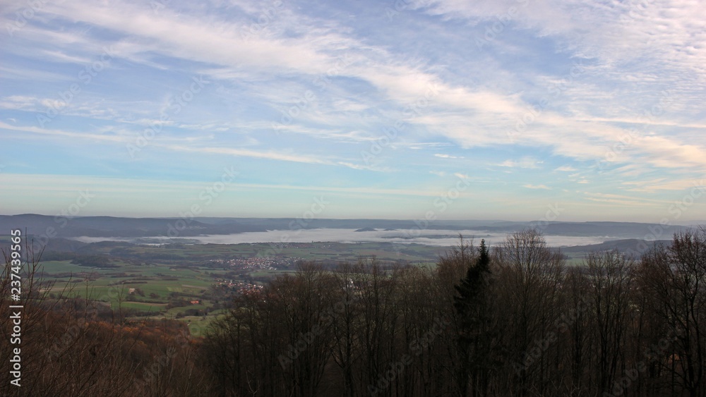 Blick vom Meißner Richtung Werra und Eschwege bei Inversionswetterlage