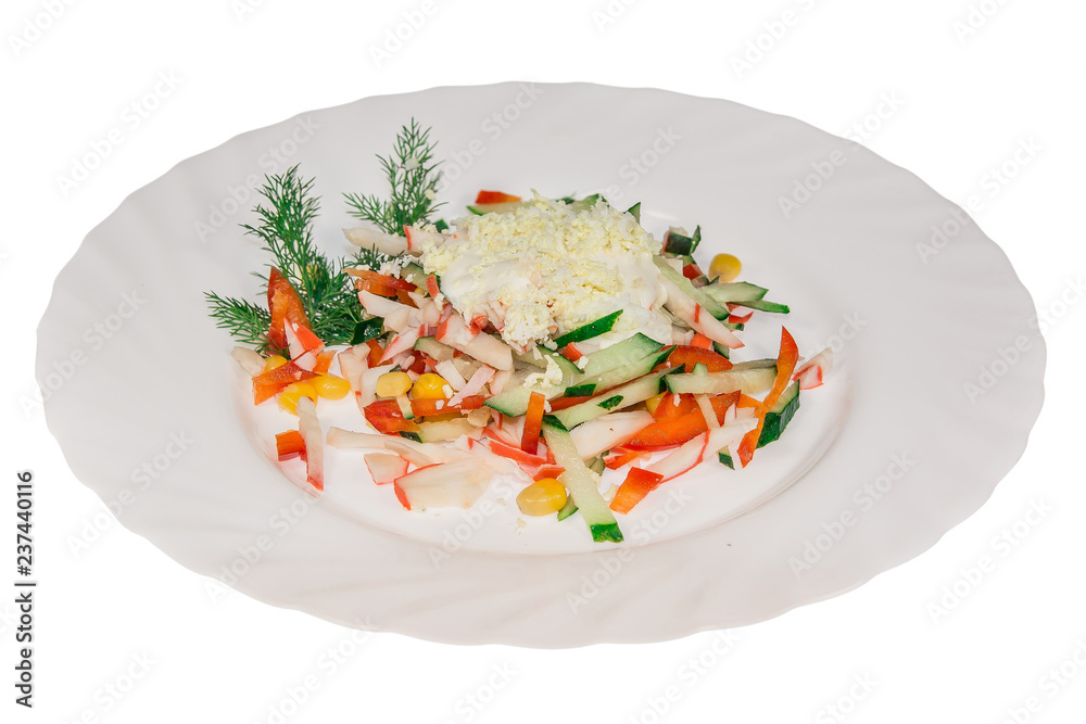 salad in a plate isolate. decorated with greens. restaurant feed salad in a plate isolate. decorated with greens. restaurant feed