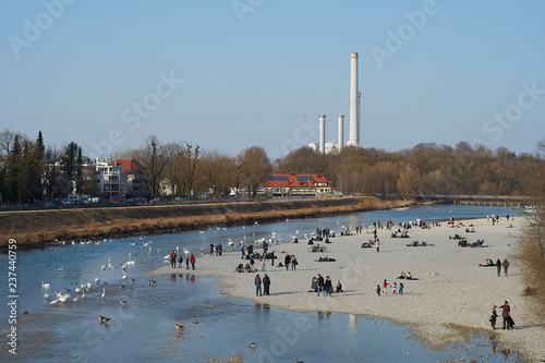 View on Isar river in springtime - Flaucher Auen photo