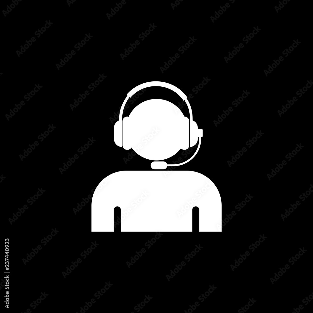 Customer support, customer service icon or logo on dark background Customer support, customer service icon or logo on dark background