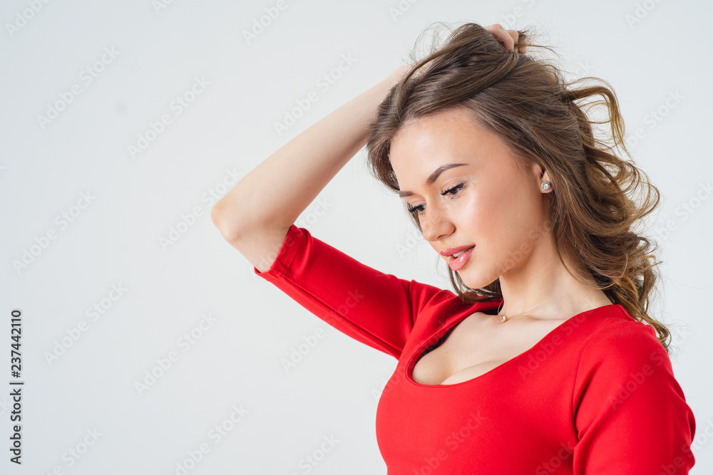 young woman in red dress young woman in red dress