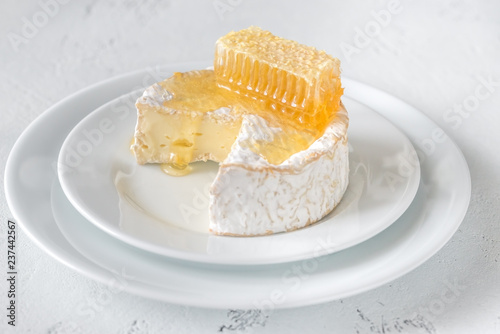 Camembert cheese with honeycombs