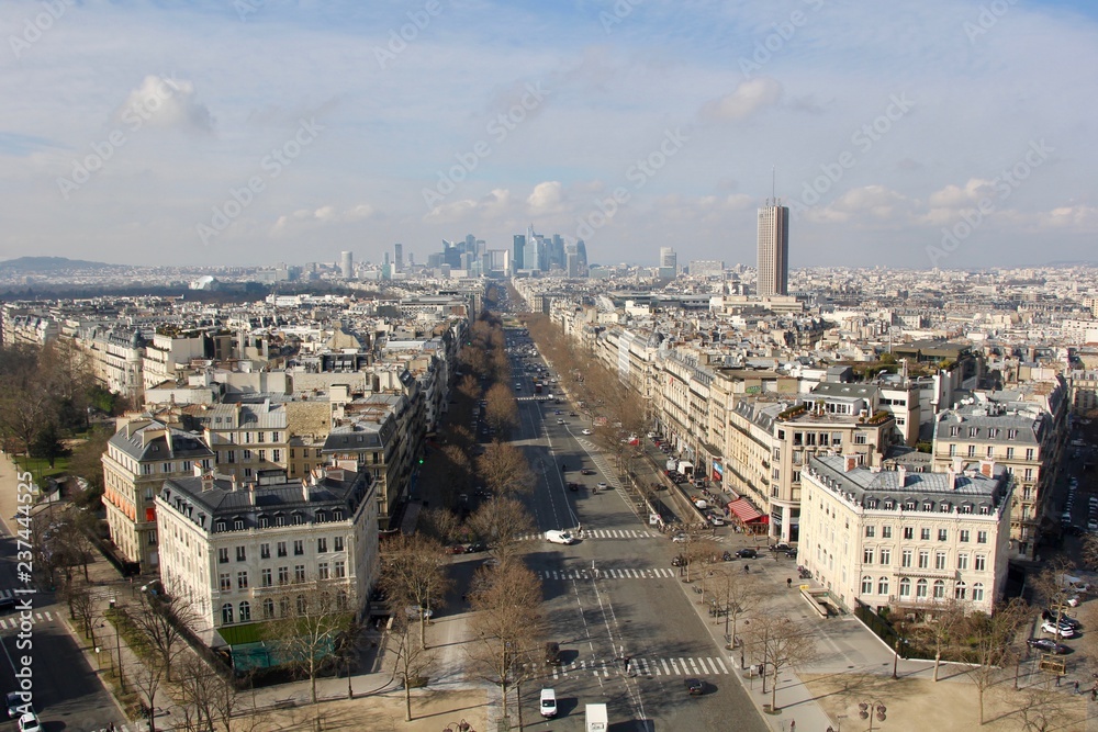 View from Arc de Triomphe in Paris, France
