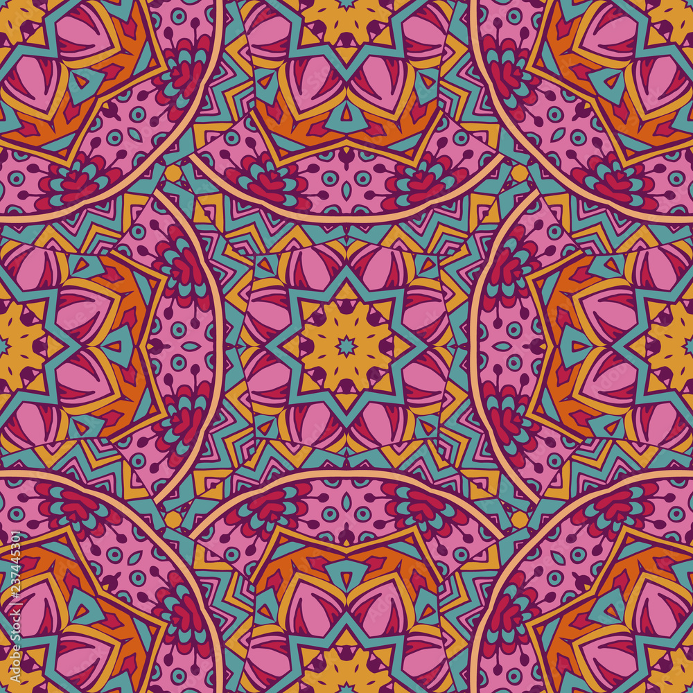 Tribal indian ethnic seamless design. Festive colorful mandala pattern. Tribal indian ethnic seamless design. Festive colorful mandala pattern.