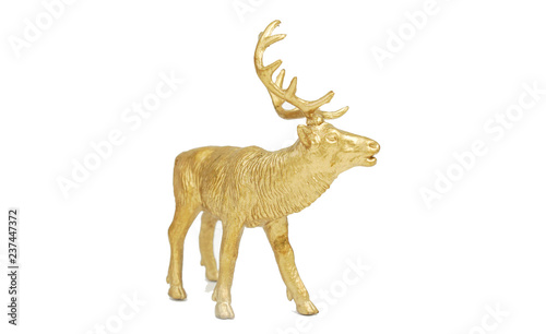 Golden deer figure toy | model isolated on white background