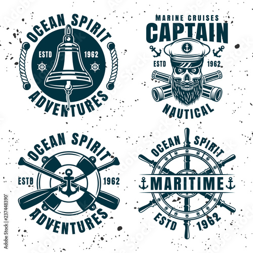 Set of four nautical vintage vector emblems