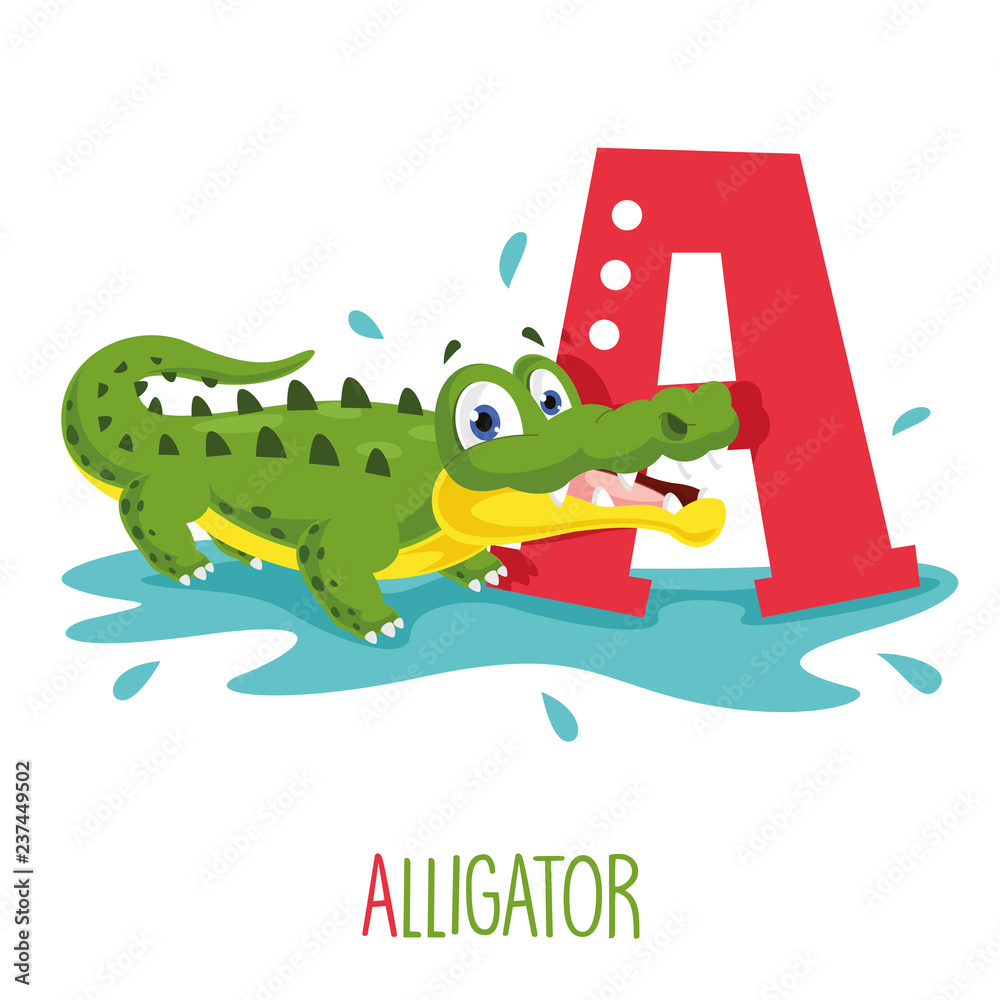 Vector Illustration Of Alphabet Letter A And Alligator Stock-Vektorgrafik |  Adobe Stock