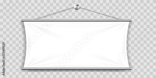 White mock up textile banner, isolated.