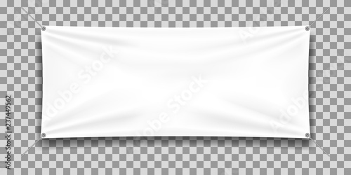 White mock up textile banner, isolated.