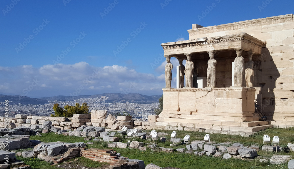 Ruins of the Temple of Erechtheion on Acropolis, Athens, Greece
