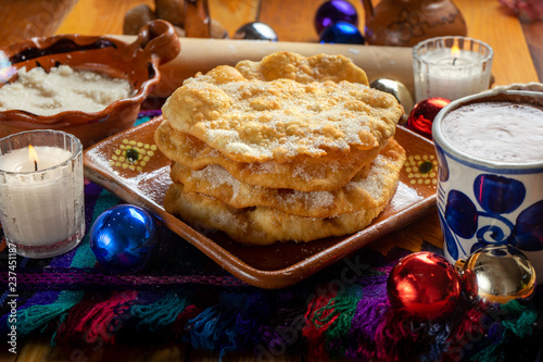 Mexican buñuelos with sugar