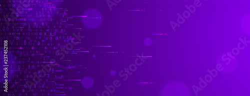 Technology background. Binary computer code. Big data concept. Vector illustration.