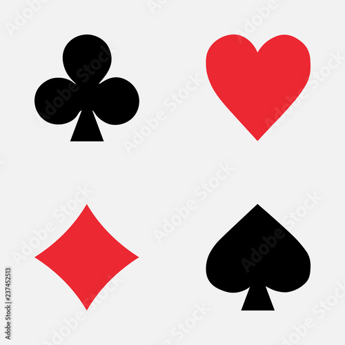 Set of playing card symbols on white background.