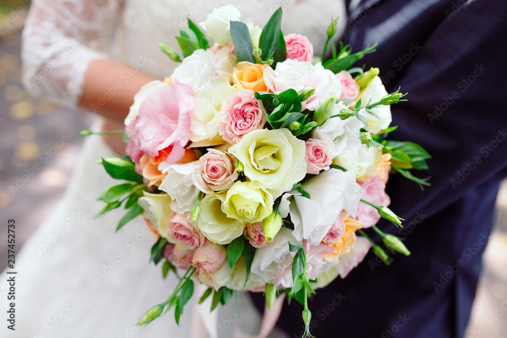 Bride with wedding bouquet. Bride with wedding bouquet.