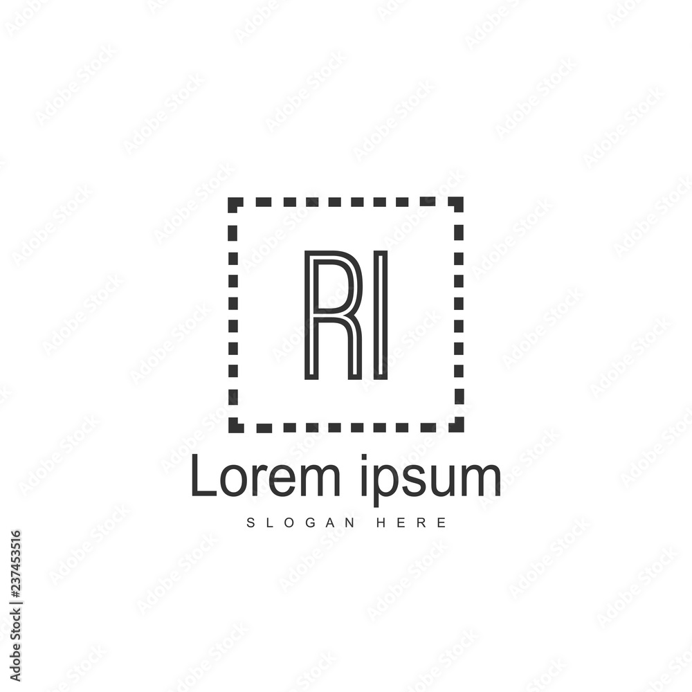 RI Logo template design. Initial letter logo design