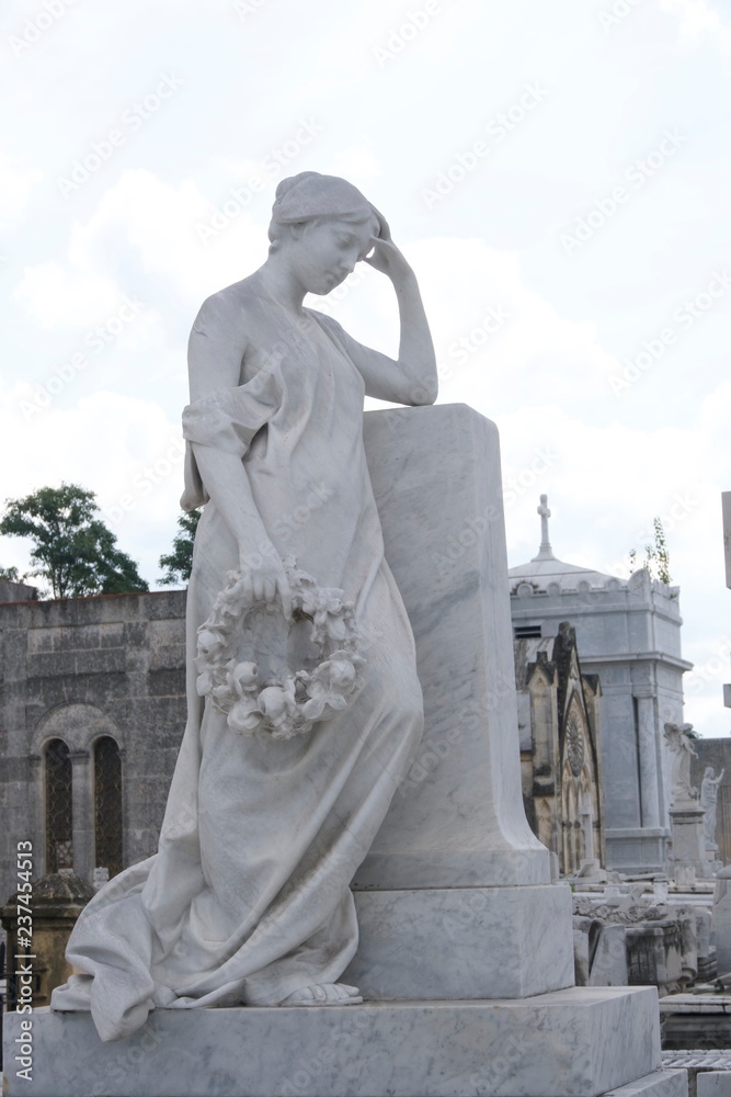 angels  tombstones in graveyard in Havana, Cuba