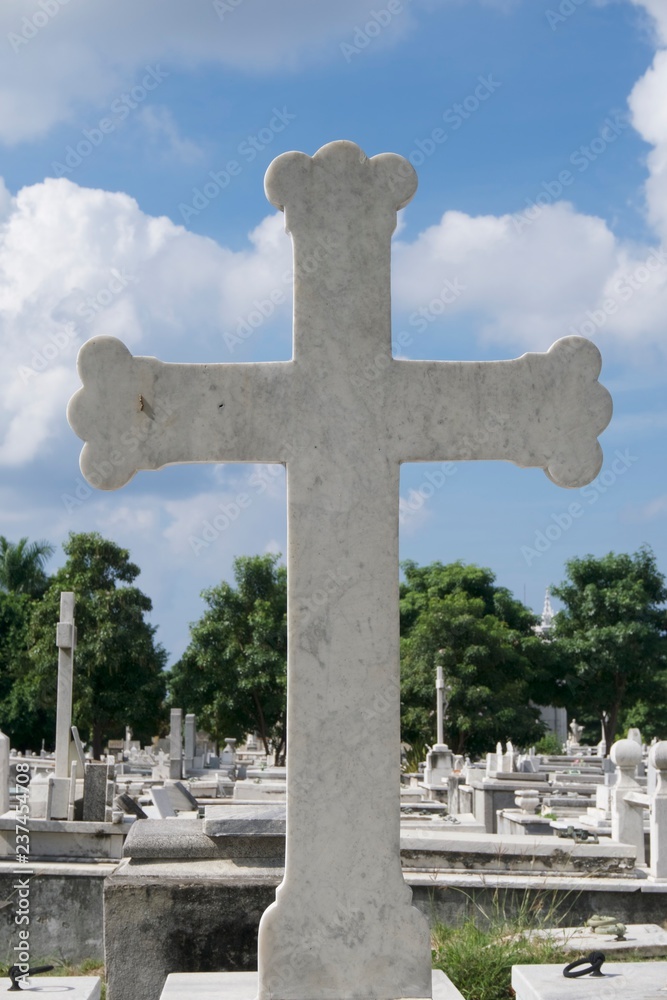 angels  tombstones in graveyard in Havana, Cuba