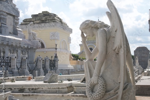 Photography angels  tombstones in graveyard in Havana, Cuba