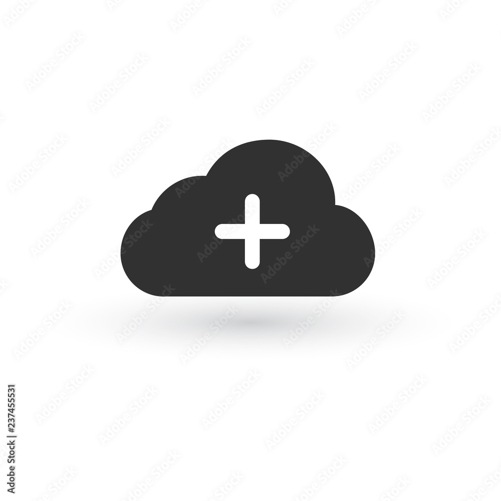 Add data cloud icon, plus sign. vector illustration isolated on white background. Add data cloud icon, plus sign. vector illustration isolated on white background.