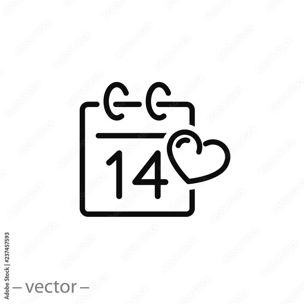 calendar, date 14, heart icon vector calendar, date 14, heart icon vector