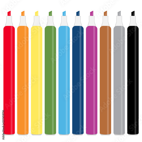 Collection of markers of different colors