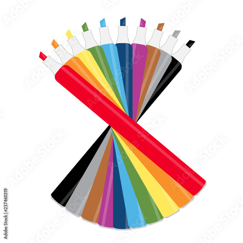 Collection of markers of different colors