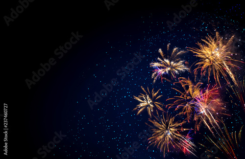 Abstract colored firework background . New Year background.