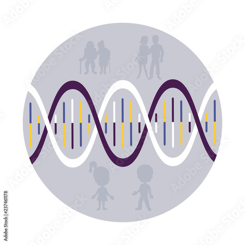 Family history. DNA. Genetics. Cancer risk. Illness awareness. Infographic.  Vector illustration. Healthcare poster or banner template.