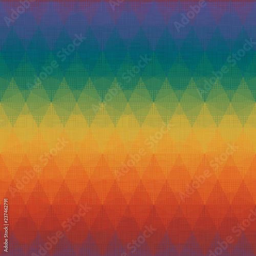 Colorful Rhombus Mosaic Grunge Pattern Seamless
