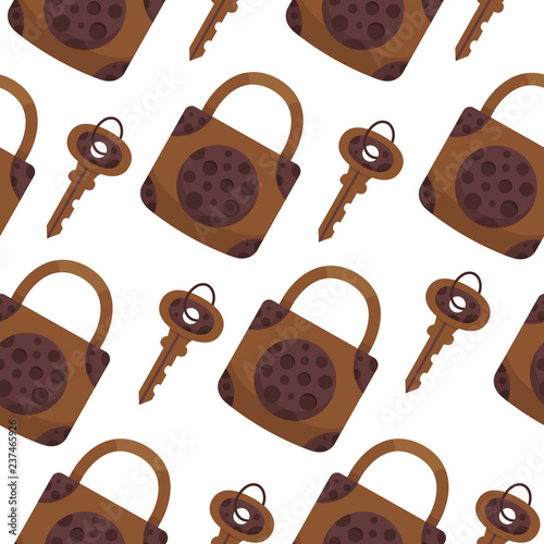 Seamless pattern with key vector. locks and keys background.