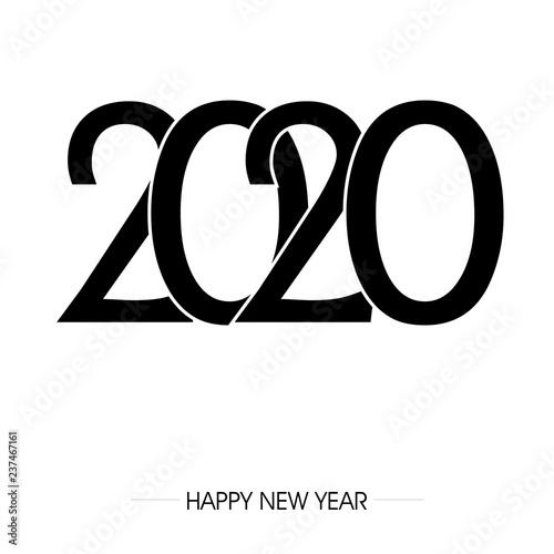 napis zakrzywionym fontem 2020 na tle. Projekt znaku graficznego z napisem szczęśliwego nowego roku. Ilustracja wektorowa