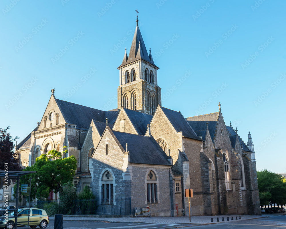 Naklejka premium Cathedral of the Holy Trinity of Laval. Mayenne, Pays de Loire, France. August 5, 2018