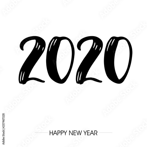napis zakrzywionym fontem 2020 na tle. Projekt znaku graficznego z napisem szczęśliwego nowego roku. Ilustracja wektorowa