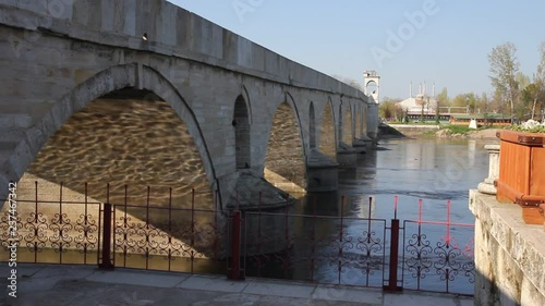 Footage of Meric Bridge in Edirne, Turkey photo